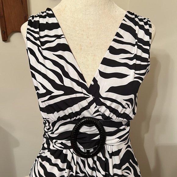 Star Vixen NWOT Zebra Print Long Sleeveless Dress - Picture 2 of 6